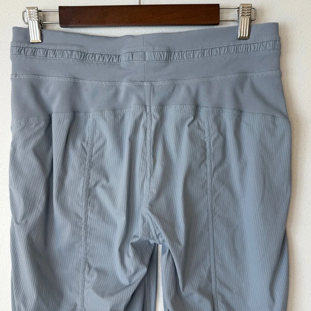 Lululemon Dance Studio Crop Pants 8 Blue Gray Ribbed Drawstring Joggers Active